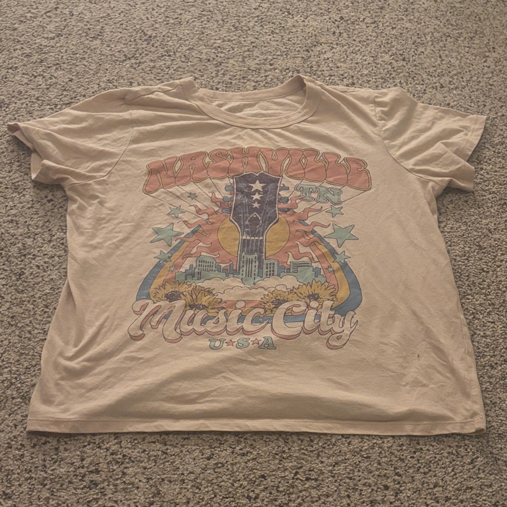 Music City Graphic Tee - Beige "Music City USA"